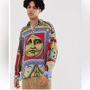 ASOS L Colorful Graphic Long Sleeve Shirt